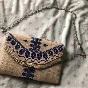 woven/navy cross body purse
